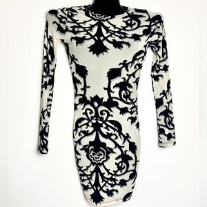 Papaya Black and White Long Sleeve Dress NWOT